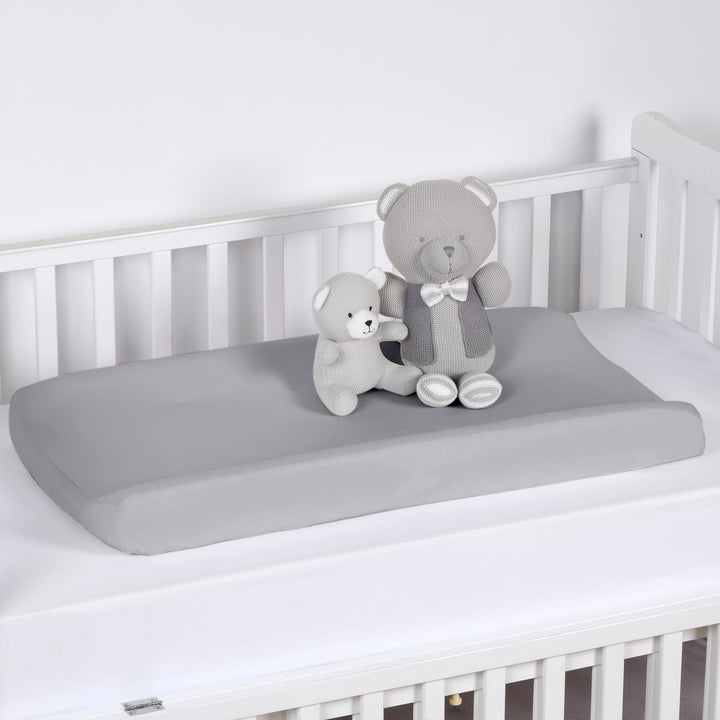 PHF Baby Changing Pad Covers for Boys Girls, 2 Pack Ultra Soft Breathable Microfiber Changing Pad Table Sheets for Most Baby Changing Pads, Light Grey & Navy