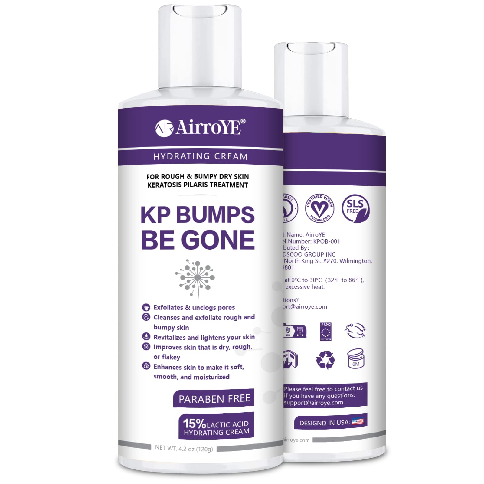 AirroYE KP Bump Eraser & Hydrating Cream, 4 oz - Moisturizer for Sensitive, Dry Skin, Lightweight & Natural