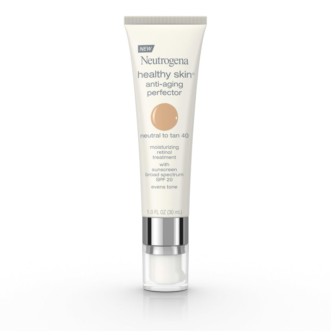 Neutrogena Healthy Skin Anti-Aging Perfector - with Retinol, Tinted Moisturizer with SPF 20 & Sheer Coverage that Smooths Skin Texture & Reduces the Look of Fine Lines, Natural to Tan (40), 1oz (30mL)