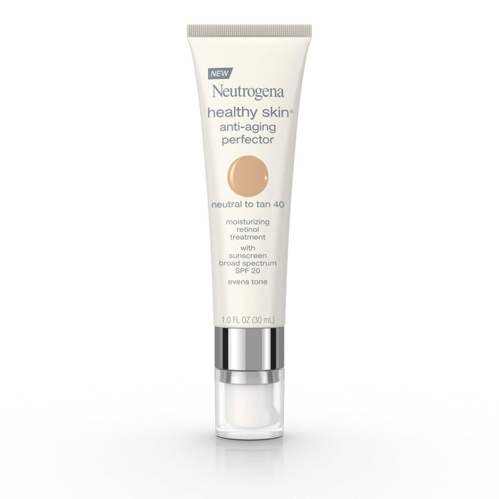 Neutrogena Healthy Skin Anti-Aging Perfector - with Retinol, Tinted Moisturizer with SPF 20 & Sheer Coverage that Smooths Skin Texture & Reduces the Look of Fine Lines, Natural to Tan (40), 1oz (30mL)