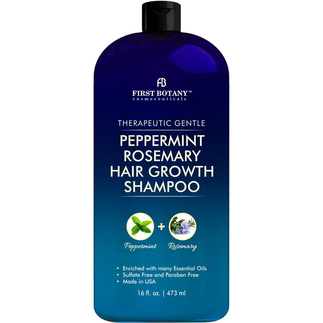 Peppermint Rosemary Hair Regrowth Shampoo - Anti Hair Loss product, Daily Hydrating, Detoxifying, Volumizing Shampoo and Fights Dandruff For Men and Women 16 fl oz