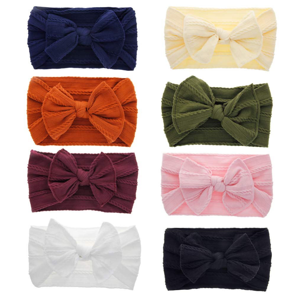 Baby Bow Headbands Turban Knotted, Girl's Hairbands for Newborn,Toddler and Childrens (8 Pack)