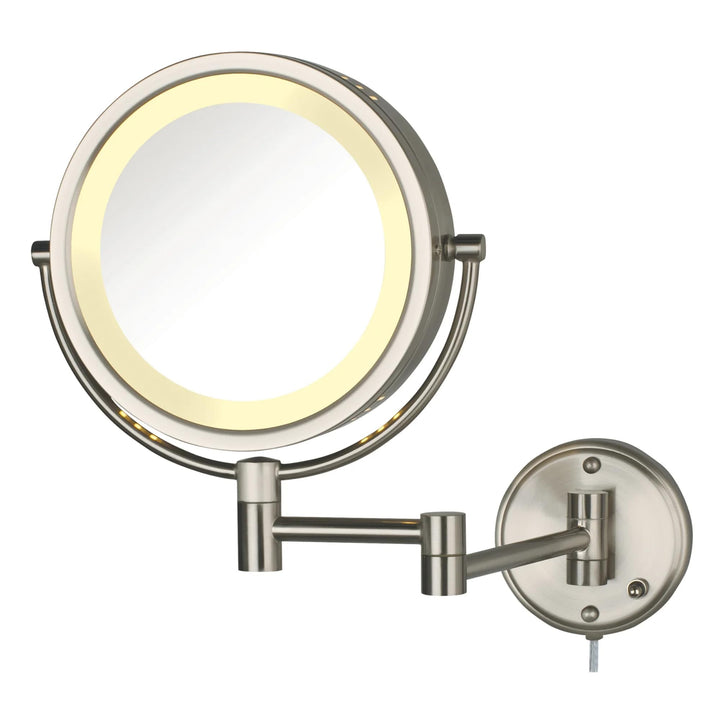 Jerdon HL75N 8.5-Inch Lighted Wall Mount Makeup Mirror with 8x Magnification, Nickel Finish