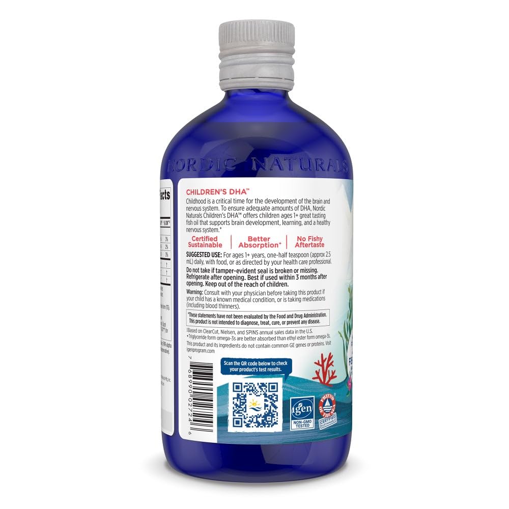 Nordic Naturals Children’s DHA, Strawberry - 16 oz for Kids - 530 mg Omega-3 with EPA & DHA - Brain Development & Function - Non-GMO - 192 Servings
