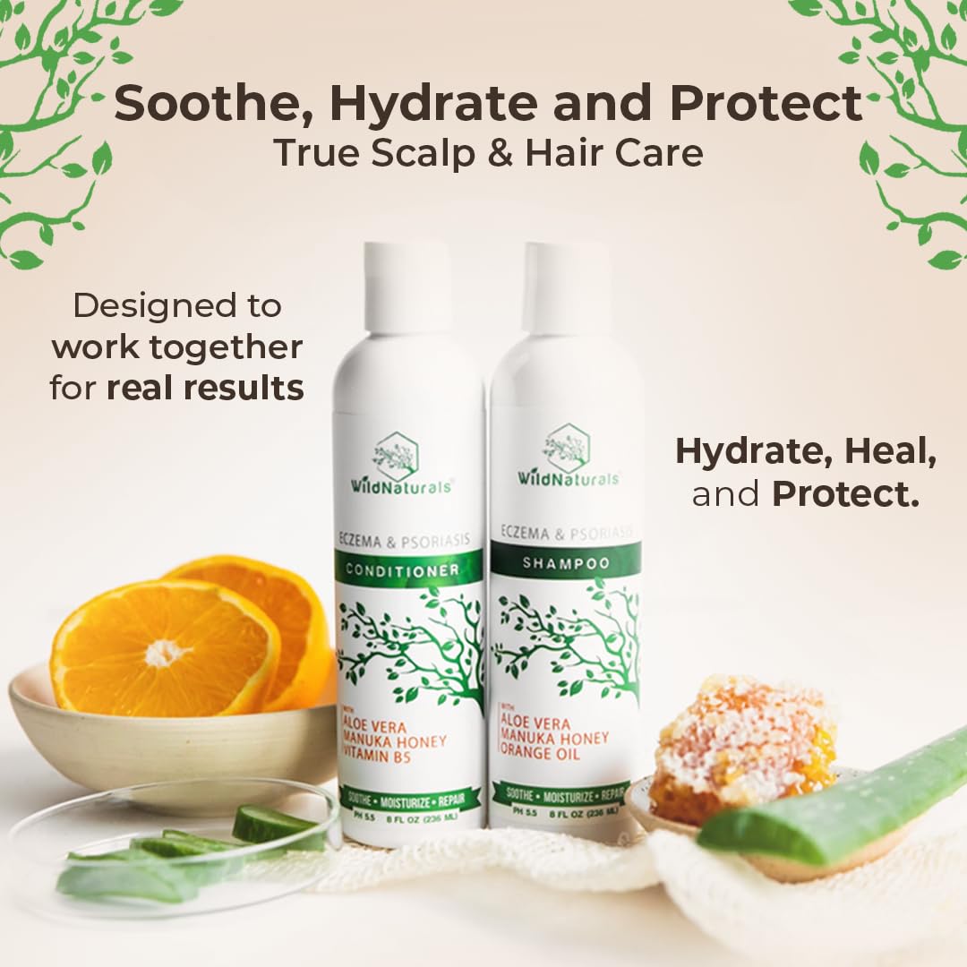 Eczema Psoriasis Shampoo & Conditioner Set for Men & Women - Anti Dandruff Shampoo for Dry Scalp & Hair - Seborrheic Dermatitis for Itchy Scalp Treatment - Eczema for Psoriasis