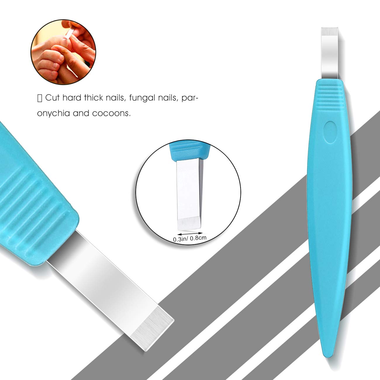 Bezox Pedicure Knife Set - Callus Shavers, Corn And Hard Thick Skin Remover Knives For Foot, Metal Nail File & Nail Lifter - Professional Pedicure Tools With Storage Box (Blue)