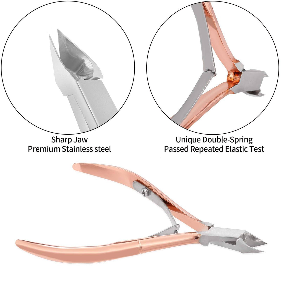 Cuticle Trimmer with Cuticle Pusher and Cutter,YINYIN Cuticle Remover Cutter Nipper Clippers Durable Pedicure Manicure Tools for Fingernails and Toenails(D501-RoseGold)…