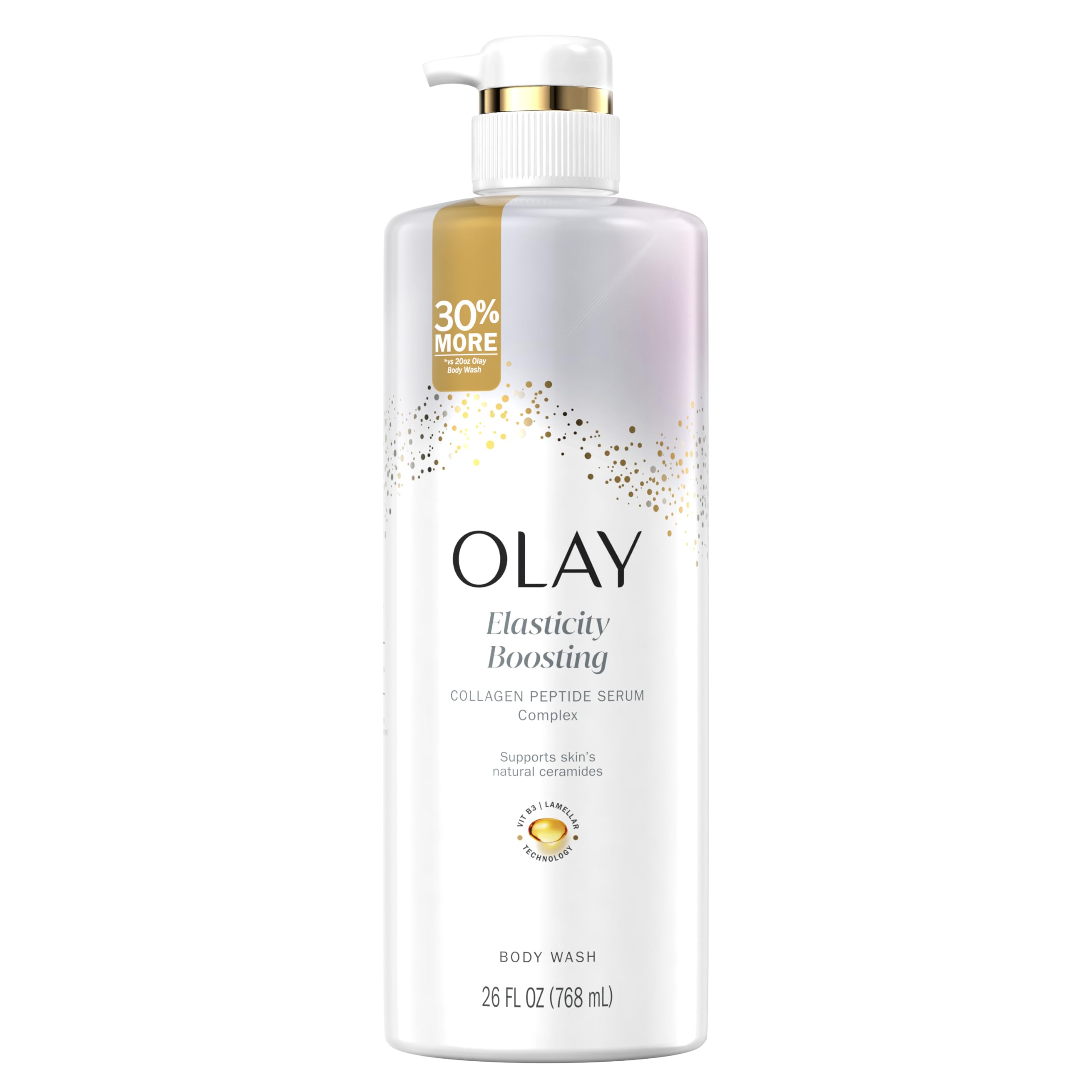 Olay Body Wash for Women, Elasticity Boosting, Collagen Peptide Serum Complex, Renews Moisture, Vitamin B3 Lameller Technology, For All Skin Types, 26 fl oz