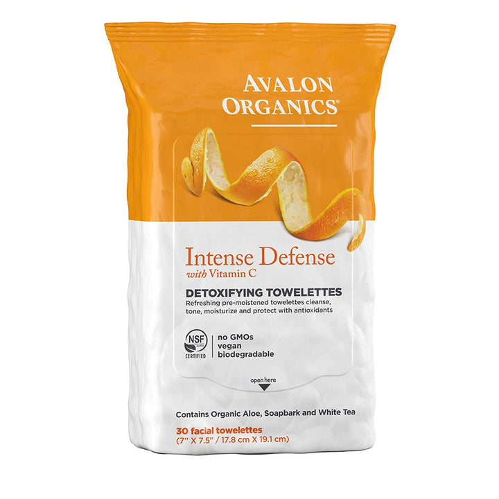 Avalon Organics Intense Defense Detoxifying Towelettes, 30 Count