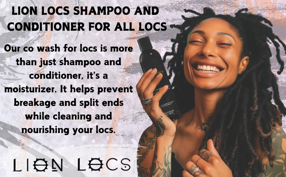Lion Locs Shampoo and Conditioner for Dreads, Sisterlocks, Locks, & Dreadlocks | Lightweight Vegan Co Wash (8oz)