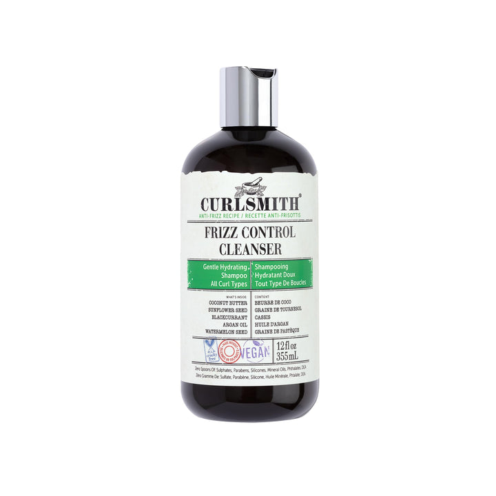 CURLSMITH - Frizz Control Cleanser, Gentle Hydrating Hair Shampoo, for All Curl Types, Long Lasting Frizz Control, Vegan, 355ml/12 fl oz