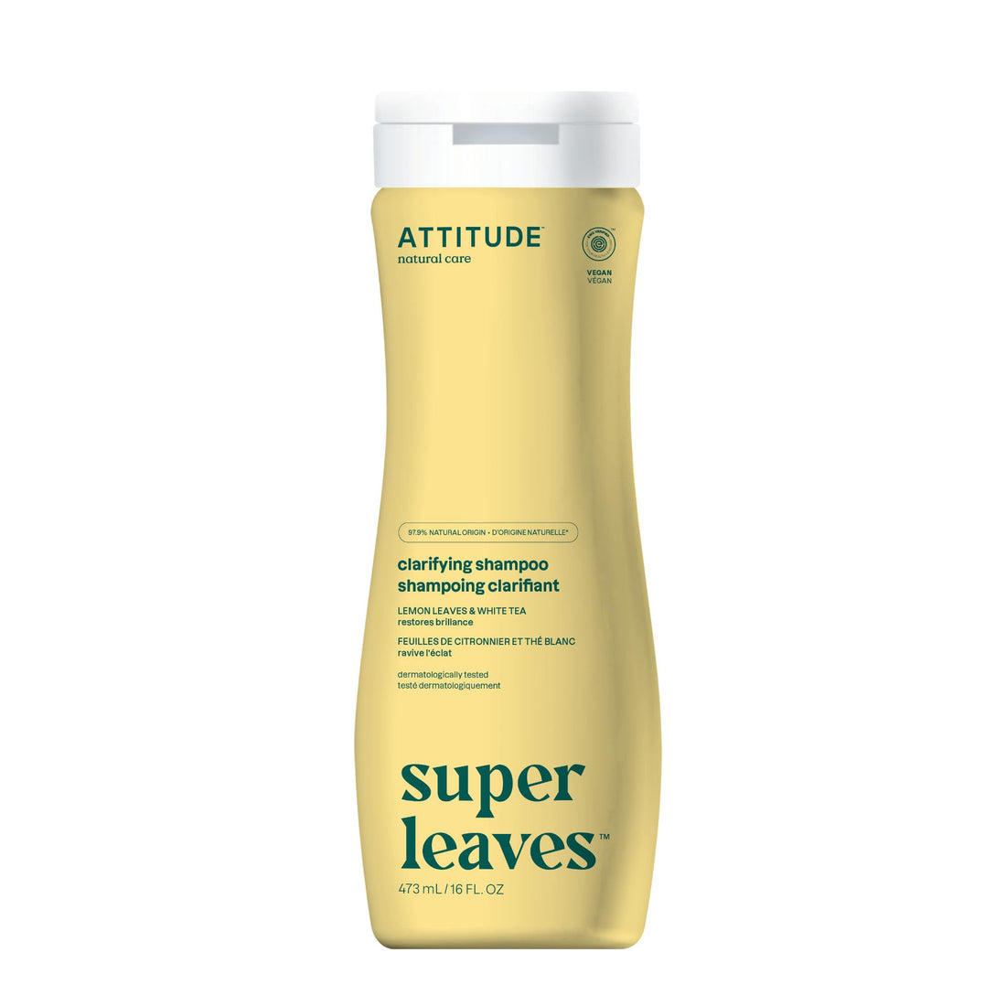 Attitude Natural Shampoo - Clarifying, White Tea and Lemon Leaves, 16 Fluid Ounce