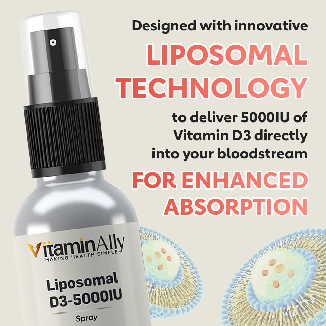 Liposomal Liquid Vitamin D3-5000IU Spray | 2 Month Supply |1 fl oz | Non-GMO | Sugar Free| Gluten Free | Travel Friendly | Supports Bone Health, Immune System and Healthy Mood
