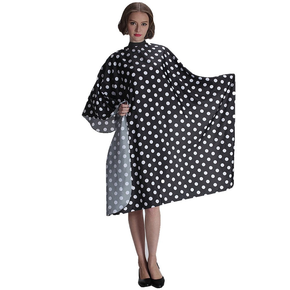 smarthair professional salon cape polyester baber cape hair cutting cape,54x62,black and white dots,c375001c