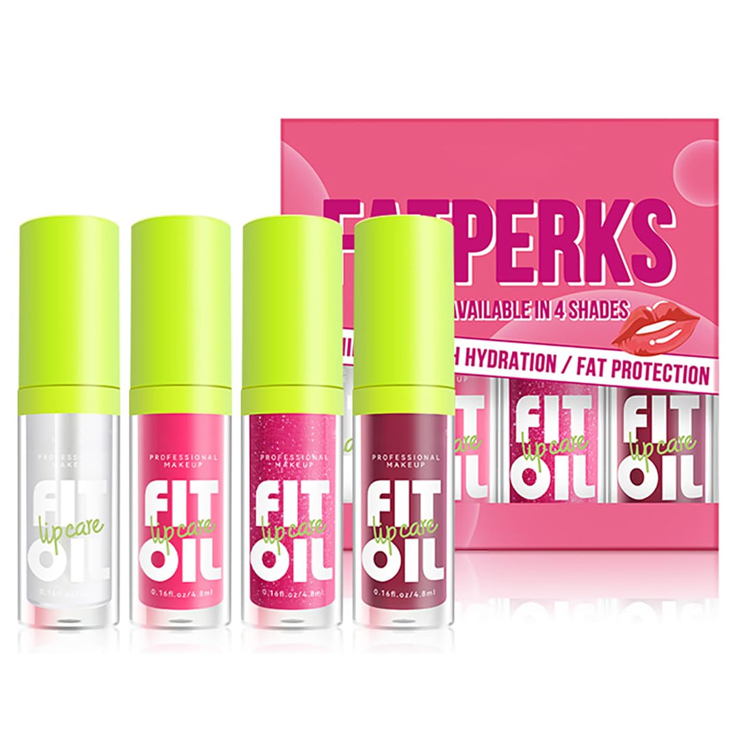 Qifylmaf 4 Colors Lip Oil Lip Glaze, Big Brush Head Hydrating Lip Glow Oil, Transparent Toot Tinted Nourishing Long Lasting Repairing Lightening Lip Lines (Set A)