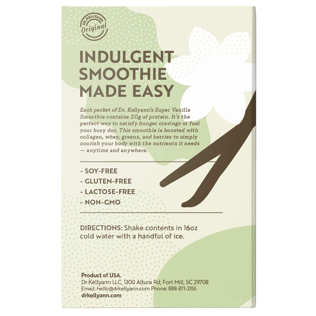 Dr. Kellyann Super Vanilla Collagen Smoothie (7 Packets) – Protein Shake, Keto & Paleo-Friendly, Supports Skin & Gut, 1 Pack