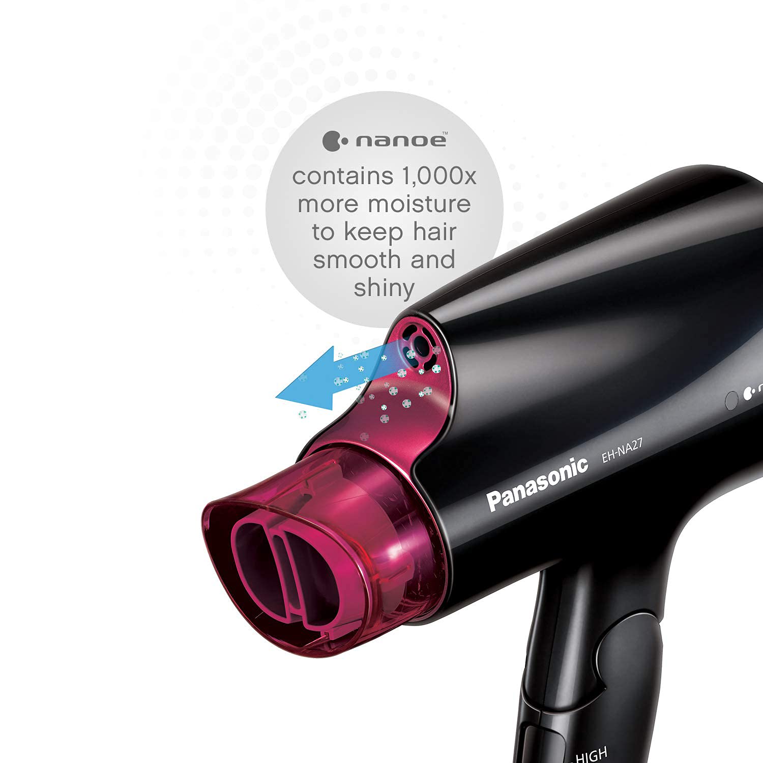 Panasonic Compact Hair Dryer with Folding Handle and Nanoe Technology for Smoother, Shinier Hair, 0.82 Pound