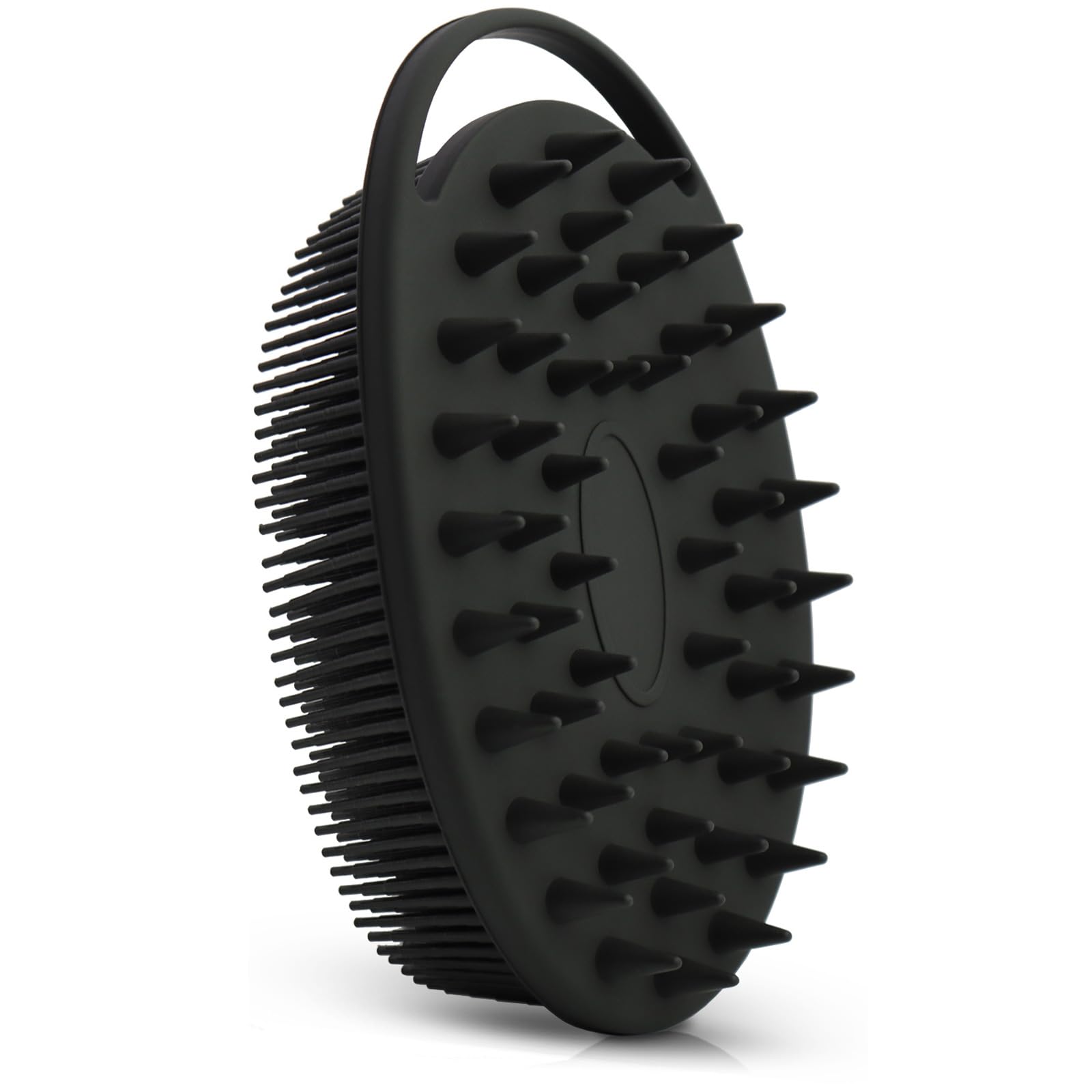 Upgrade Body Scrubber and Hair Shampoo Brush, All in One, Premium Silicone Loofah, Exfoliating Body Brush, Shower Scrubber for Body, Scalp Massager for Women, Men, Pet (1PC Black)