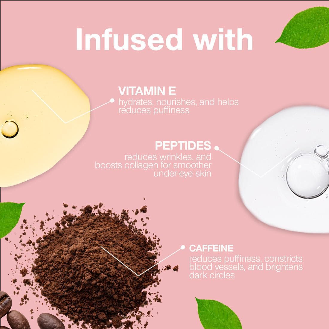 Palladio Under Eye Brightener, Conceal, Brightens, Reduces Appearance of Dark Circles, With Caffeine Peptides & Vitamin E, Tired Skin Color Correcting Brightener & Primer, Light to Medium Skin Tone