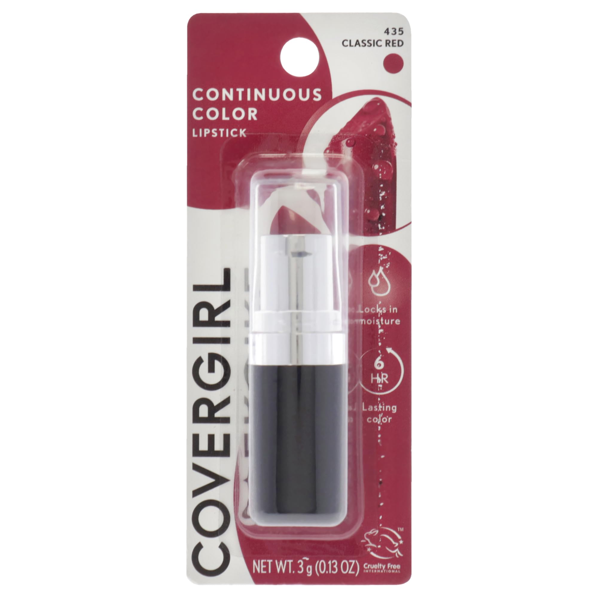COVERGIRL Continuous Color Lipstick Classic Red 435.13 oz (packaging may vary)