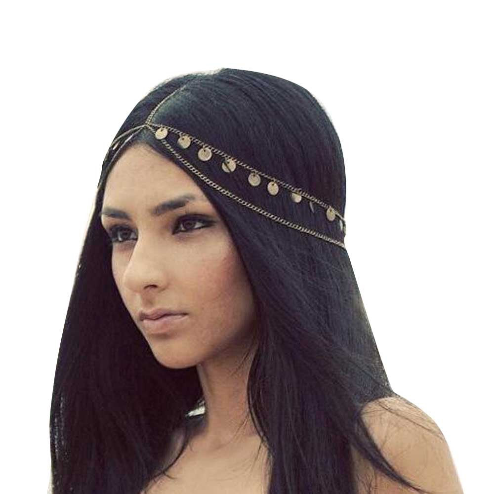 Missgrace Women Bohemian Gold Head Chain Headband Bridal Head Chain Wedding Headpiece Hair Jewelry Accessories for Bridal Hair Accessories