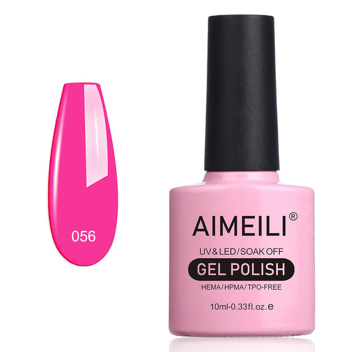 Aimeili Soak Off Uv Led Gel Nail Polish Neon Peachy Pink (056) 10ml