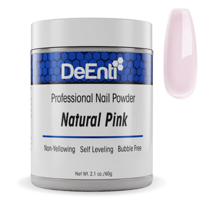 DeEnti Acrylic Nail Powder, 2oz Natural Pink Acrylic Powder Dip for Nails, Mixed Powder Clear and Pink Blend, Long Lasting Salon Quality, Bubble Free Professional Nail Powder for Manicure Nail Art