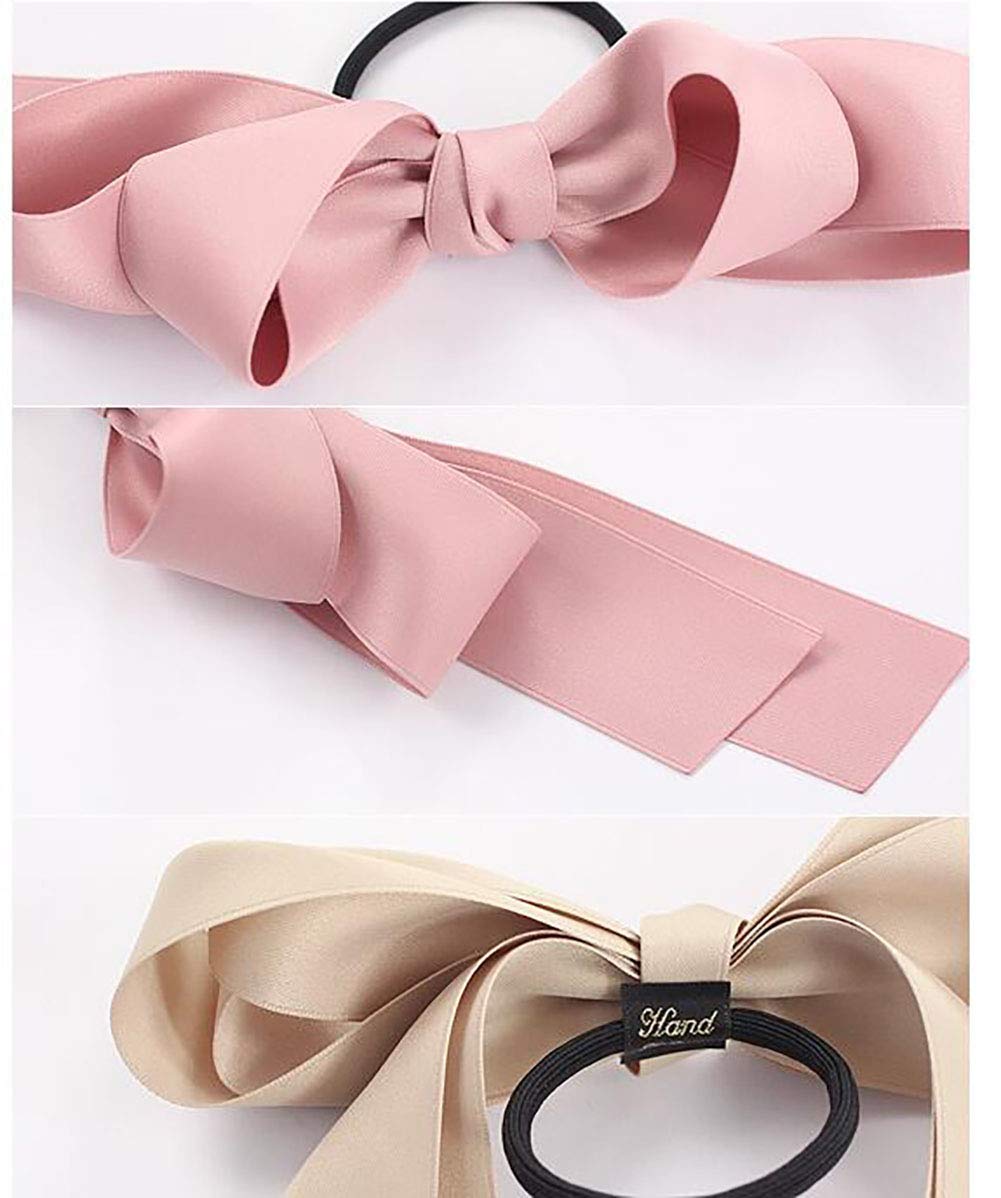 6 PCS Women Lady Satin Ribbon Bow Hair Rope Head Wrap Headbands Elastics Hair Tie Ponytail Holders Hair Accessories Headdress
