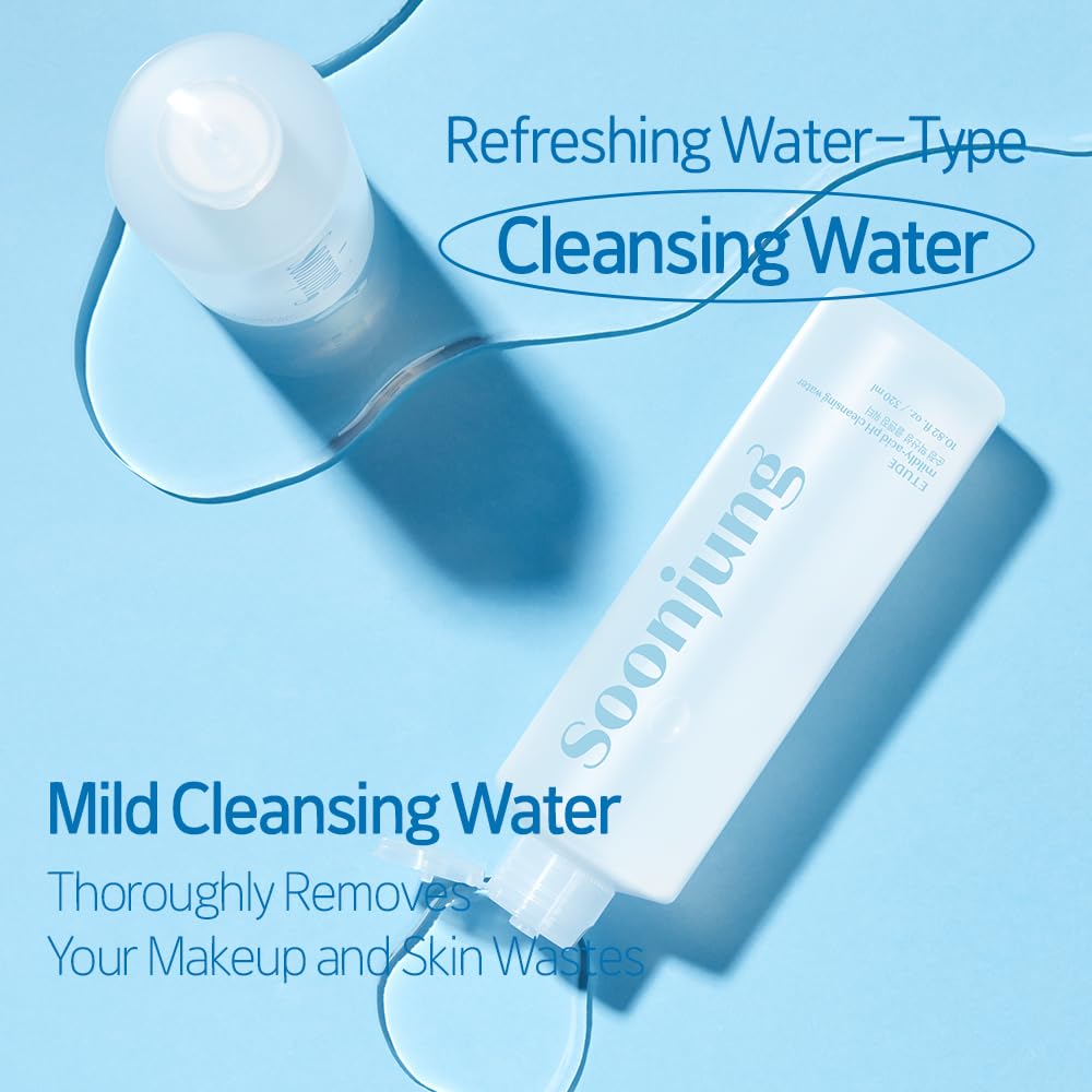 ETUDE SoonJung 5.5 Cleansing Water 320ml (23AD)| Low pH Face Cleanser | Korean Hypoallergenic Skin Care | Removes Makeup and Impurities on the Skin