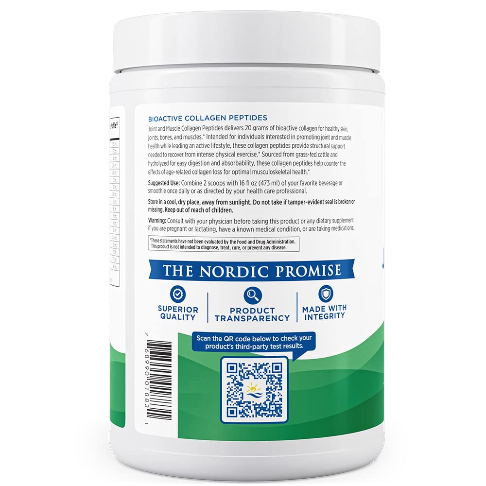 Nordic Naturals Joint & Muscle Collagen Peptides, Unflavored - 10.6 Ounces - Collagen Supplement for Skin Health and Joint Mobility - 15 Servings