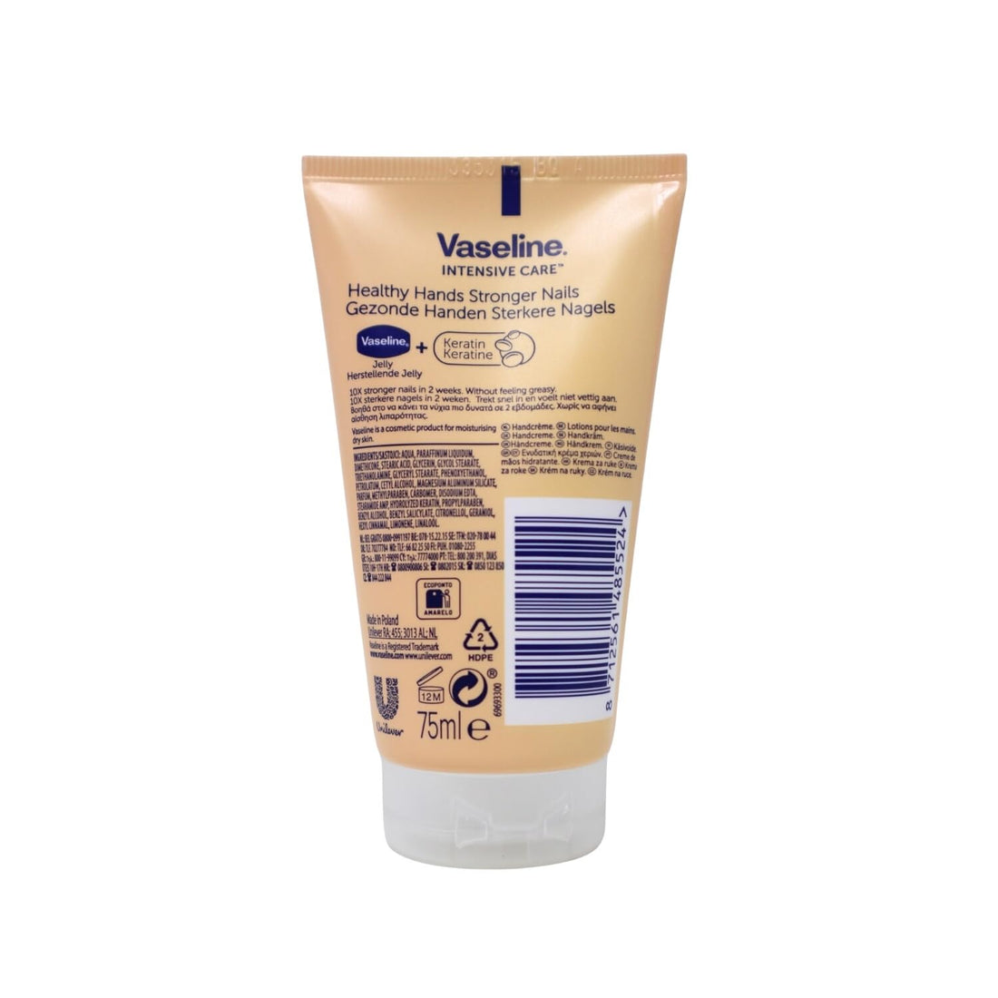 Vaseline Intensive Care Healthy Hands Stronger Nails Hand Cream with Keratin, 75ml (Pack of 6)