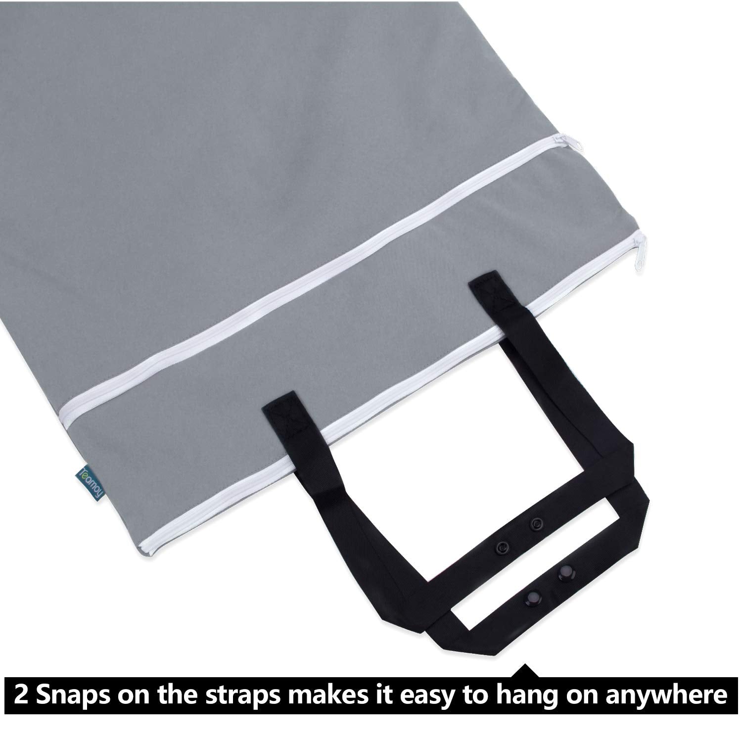 Teamoy Wet Dry Bag, Travel Tote Organizer (24.7 x 18 inches) with Two Compartments for Cloth Diaper, Laundry, Swimsuits and More, Easy to Hang Everywhere