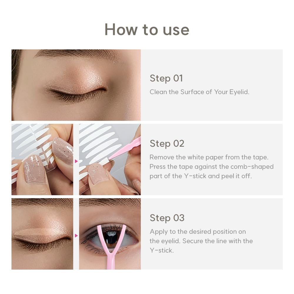 Eye Charm Double Eyelid Tape Hooded Eye Lift – Droopy Eyelid Lifter Eye Lid Strips for Hooded Eyes (Double Sided 3mm 176p)
