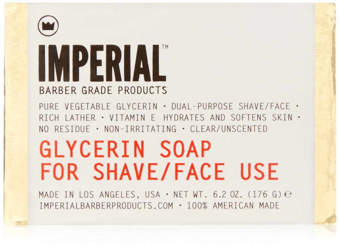Imperial Barber Glycerin Soap Two in One Cleansing & Shaving Bar Soap 6.2 oz -Made in the USA