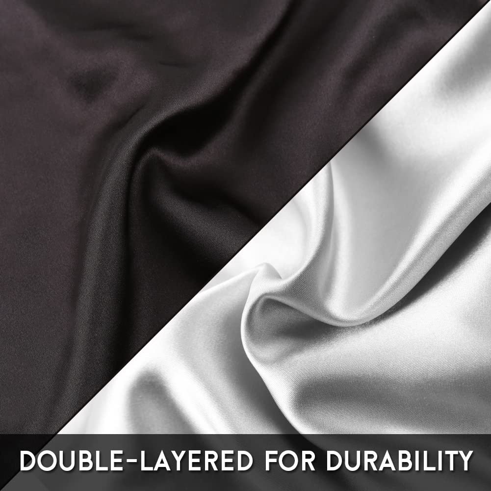 Sent Hair Kids Satin Bonnet Sleep Cap for Natural Hair Double Layers Hair Bonnet Wide Elastic Band Night Sleep Hat for Baby Toddler Child Teens (Black,Color Fixed)