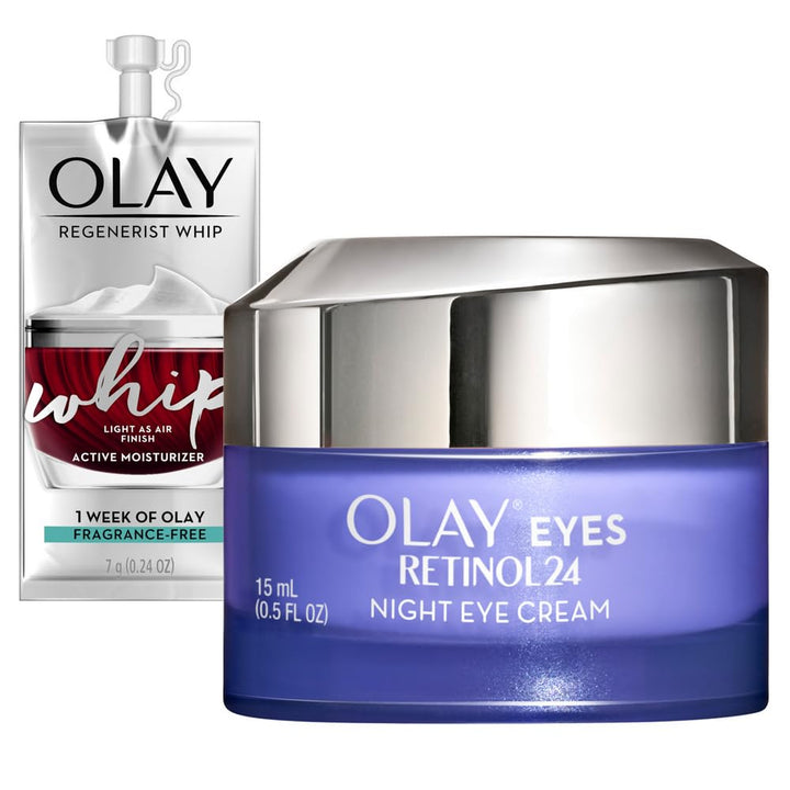 Olay Regenerist Retinol Eye Cream, Retinol 24 Night Eye Cream, 1.7oz + 1 Week Of Whip Face Moisturizer Travel/Trial Size