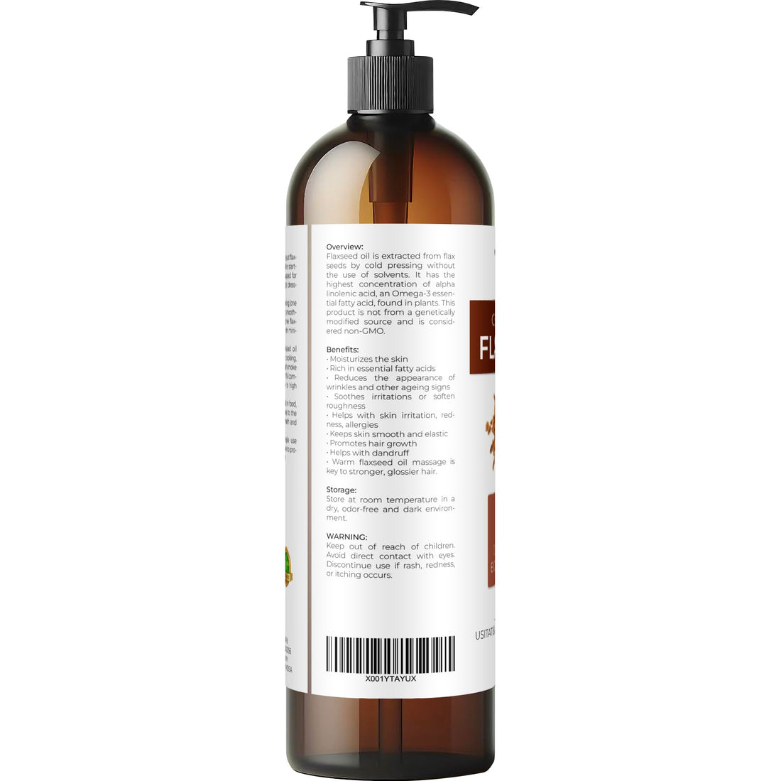 velona USDA Certified Organic Flaxseed Oil - 8 fl oz | 100% Pure and Natural Carrier Oil | Unrefined, Cold Pressed | Hair Growth, Body, Face & Skin Care | Use Today - Enjoy Results…