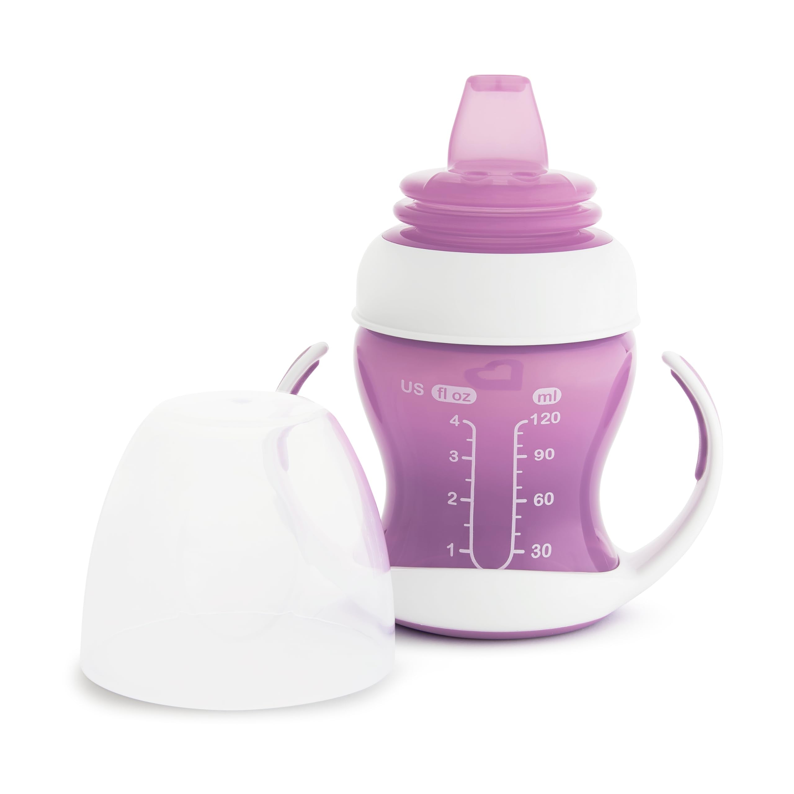 Munchkin® Gentle™ Transition Sippy Trainer Cup, 4 Ounce, 2 Pack, Purple