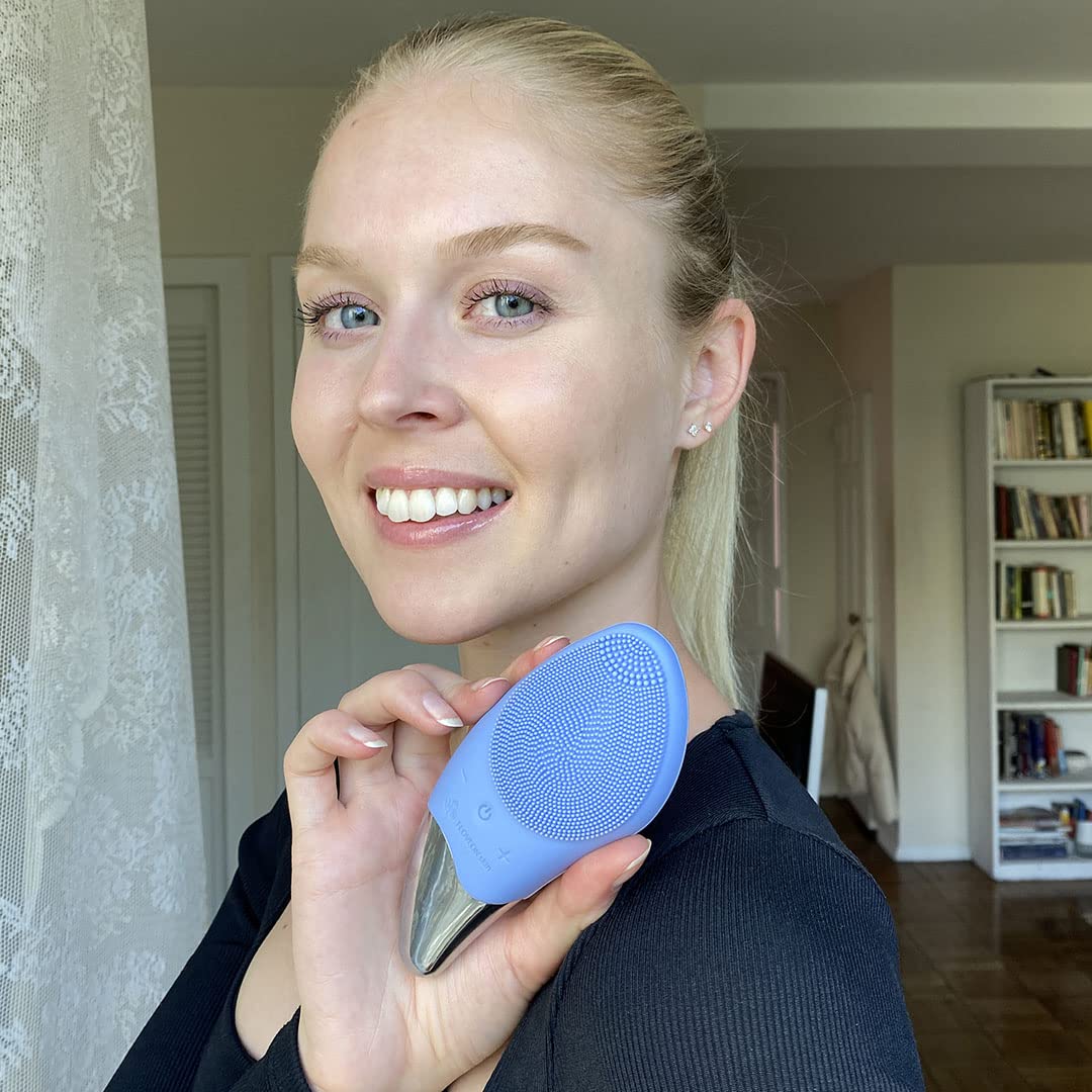 New FLOVEON skin - Sonic Facial Cleansing and Facial Drainage Brush, Cleansing and Massaging, 4 speeds, Rechargeable via USB, Waterproof (Hot Pink)