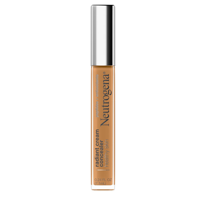 Neutrogena Healthy Skin Radiant Brightening Cream with Peptides & Vitamin E Antioxidant, Lightweight Perfecting Concealer Cream, Non-Comedogenic, Golden Medium/Deep 01 with warm undertones, 0.24 oz