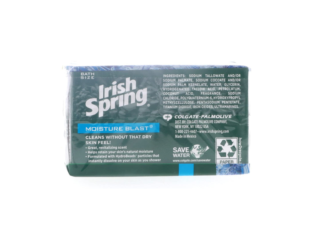 Irish Spring Moisture Blast Deodorant Bar Soap, 3.75 oz bars, 3 ea (Pack of 2)