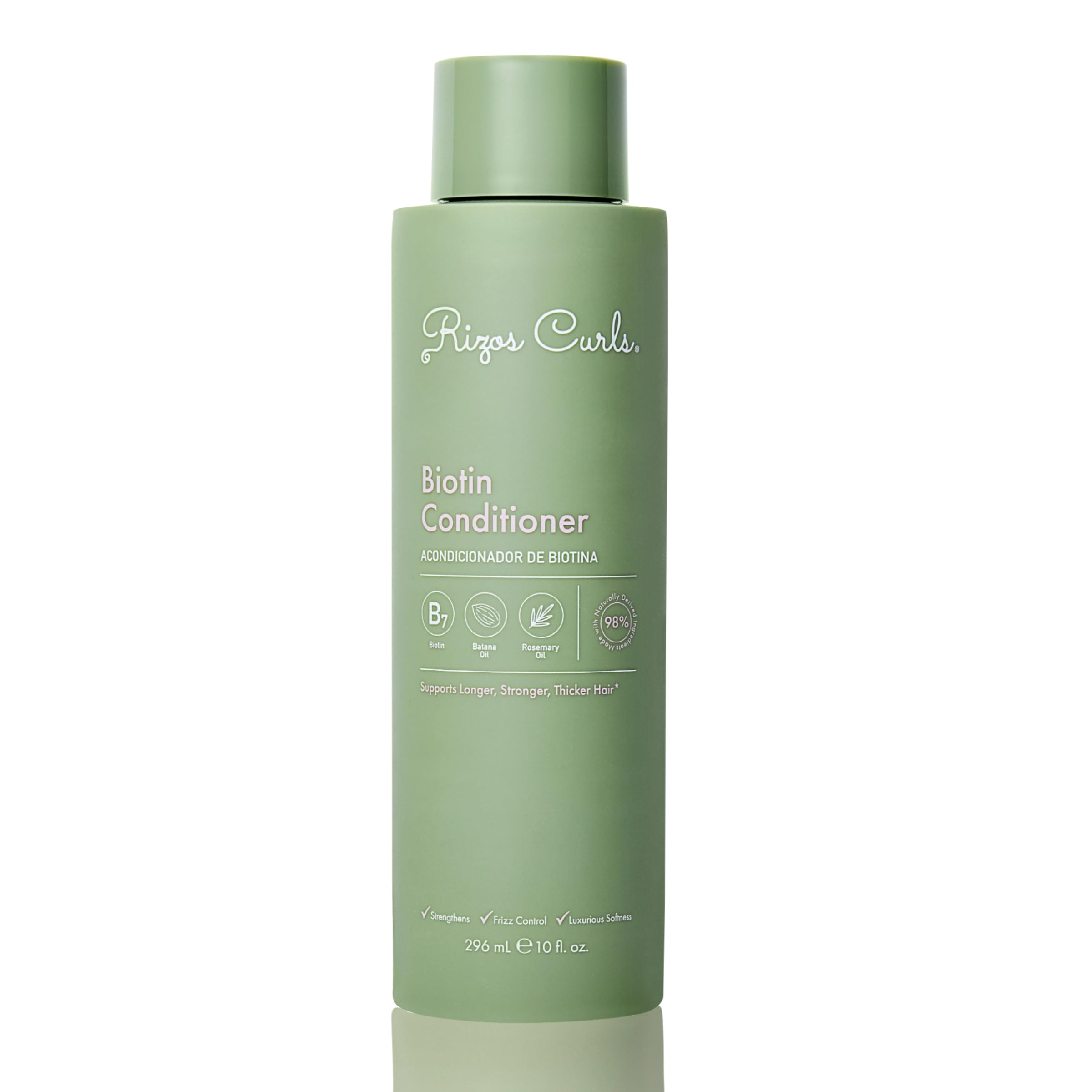 Rizos Curls Biotin Conditioner, Strengthen & Nourish, Rosemary Oil & Oat Protein for Longer and Stronger Hair, Hair is Fuller, Softer & Shinier, 10 oz