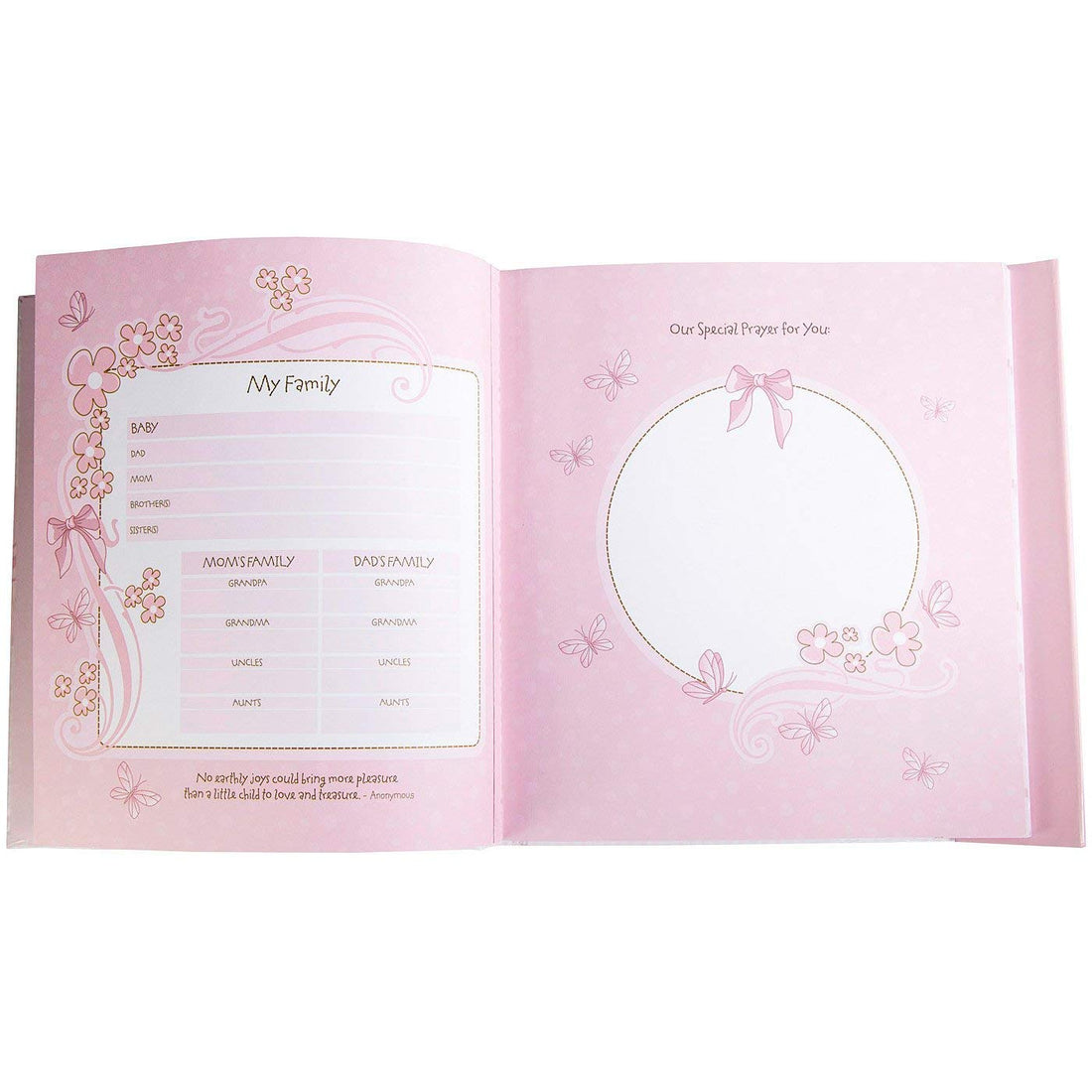 Christian Art Gifts Girl Baby Book of Memories Pink Keepsake Photo Album | Our Baby Girl Memory Book | Baby Book with Bible Verses, The First Year
