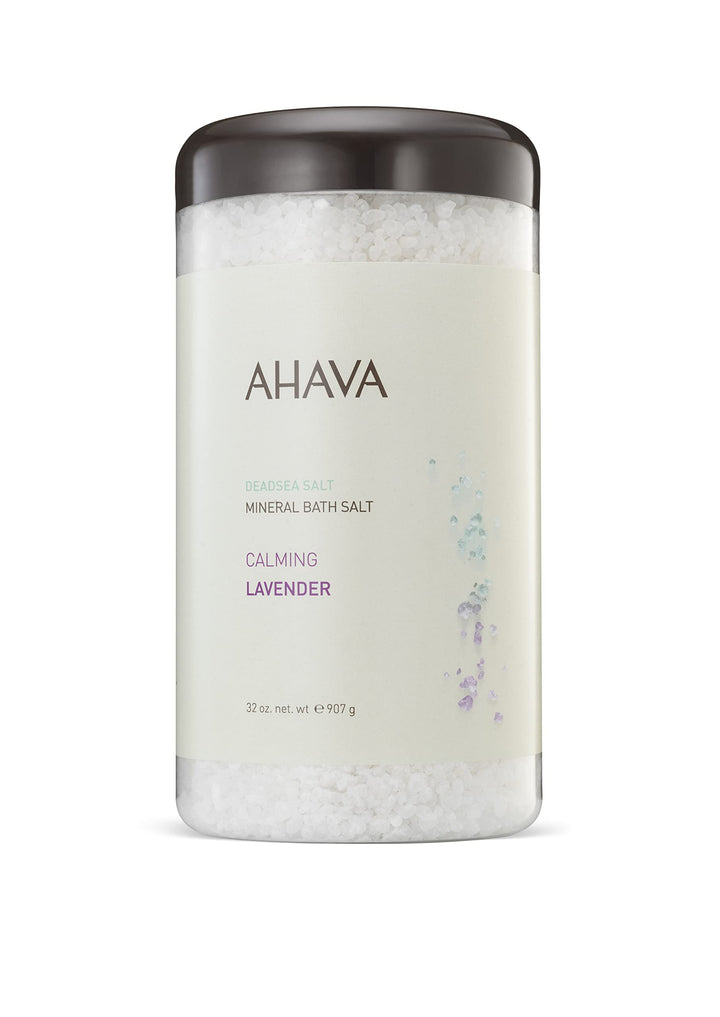 AHAVA Dead Sea Mineral Bath Salt, Calming Lavender - Intense Relaxation for Body & Mind, Elevates Moisture, Softens & Eases Sore Muscles, Enriched by Exclusive Dead Sea Salt & Osmoter blend, 32 Oz