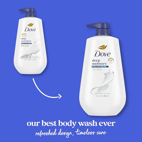 Dove Body Wash with Pump Deep Moisture for 24hr Lotion-Soft Skin Moisture Moisturizing Skin Cleanser with No Sulfates No Parabens 30.6 oz