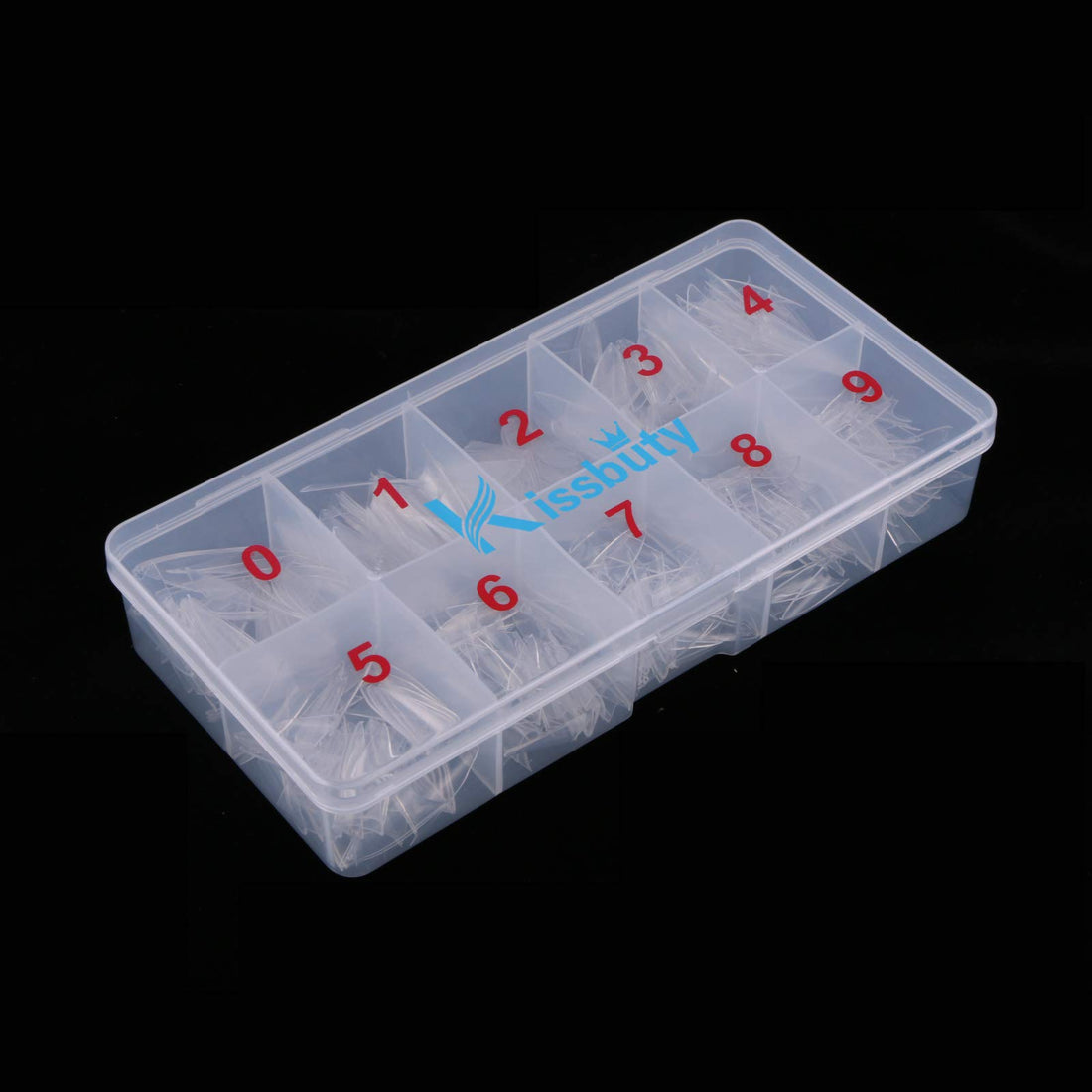 Kissbuty 500 PCS Stiletto Nails Clear Color Sharp Ending False Acrylic Nail Art Tips 10 Sizes With Box Perfect Length for Nail Salons and DIY Nail Art at Home(Clear Stiletto Nails)