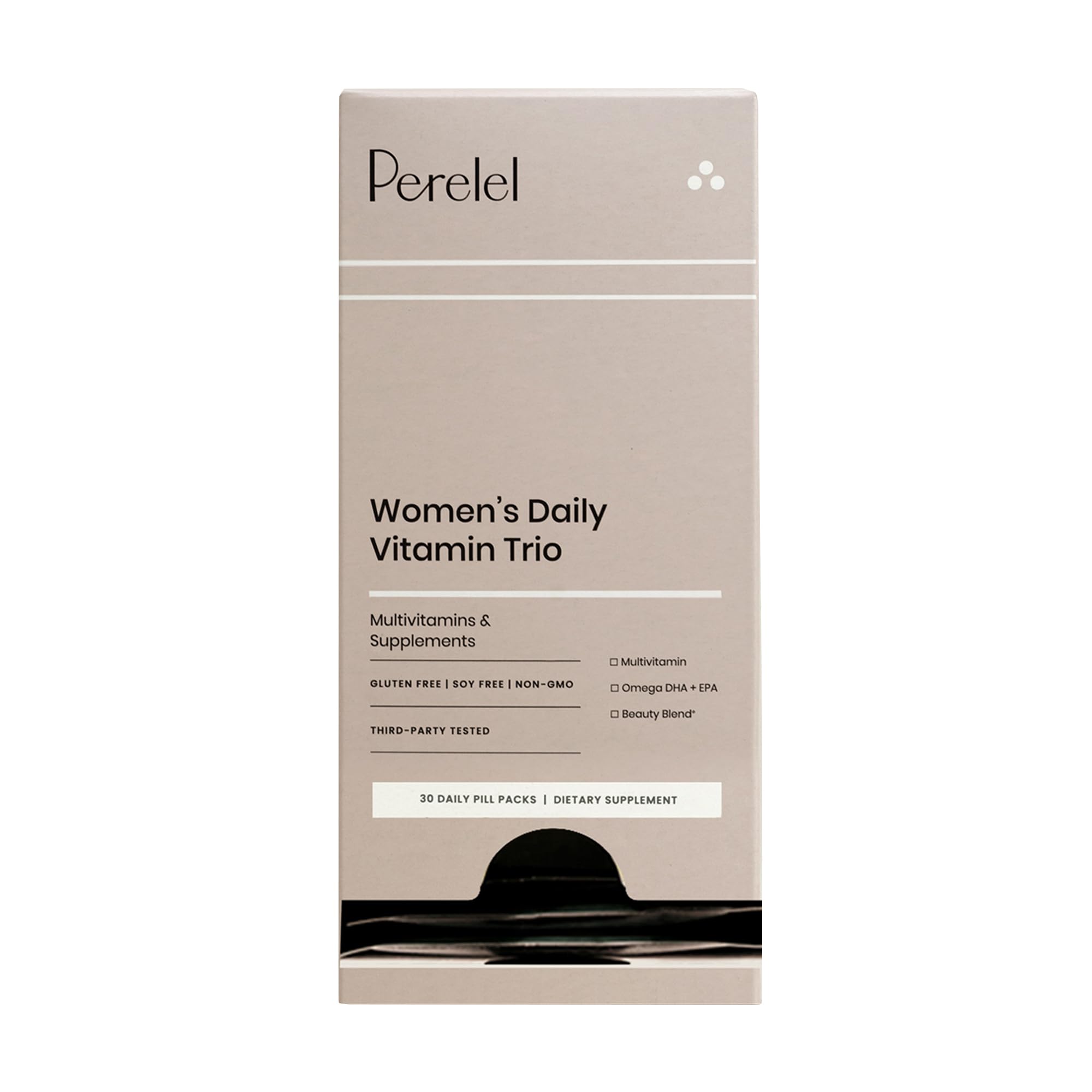 Perelel Women's Daily Vitamin Trio - Women's Vitamins and Supplements for Immune Support, Mood, Reproductive + Brain Health* - Soy, Dairy and Gluten Free Non-GMO Formula (30 Daily Pill Packs)