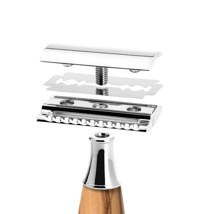 MÜHLE VIVO Closed Comb Safety Razor - Clean Shaving, Modern Design with Plumwood Handle