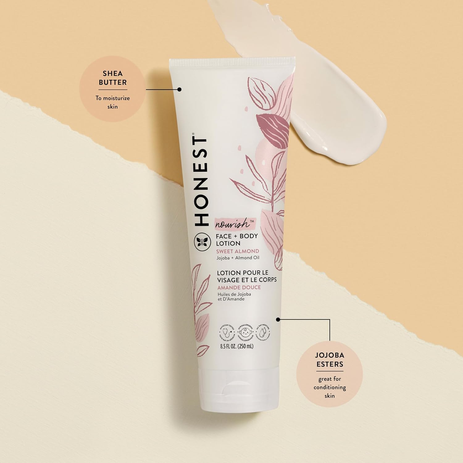 The Honest Company Gently Nourishing Face and Body Lotion, Sweet Almond, 8.5 Fl Oz