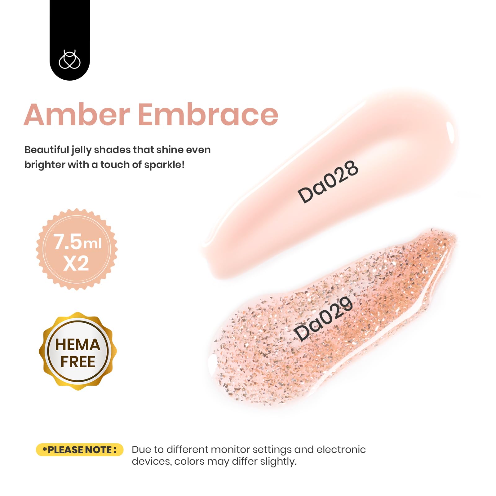 Beetles Hema-Free Builder Gel 2 Colors 7 in 1 Nude Glitter Builder Gel for Nail Apex & Extension Strengthener Upgraded Bottle LED Lamp DIY Manicure Salon Beauty Gift Sets for Women